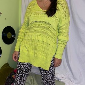 Neon Green Free People Sweater